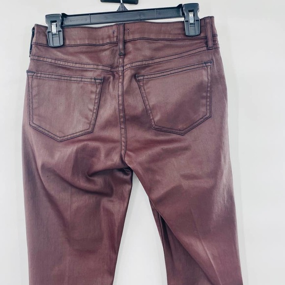 Cachè Deadstock Coated 4 Pocket Wine Skinny Strech Jeans Jegging Size 2 Wet Look - Picture 10 of 15